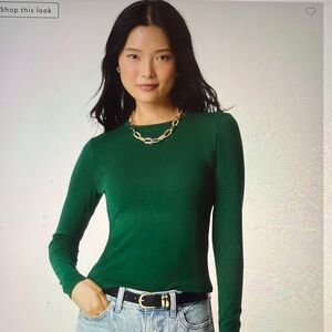 J. Crew Green Long Sleeve 1x1 Tee Size L